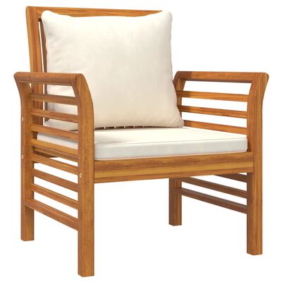 vidaXL Fotele z kremowymi poduszkami, 2 szt., lite drewno akacjowe