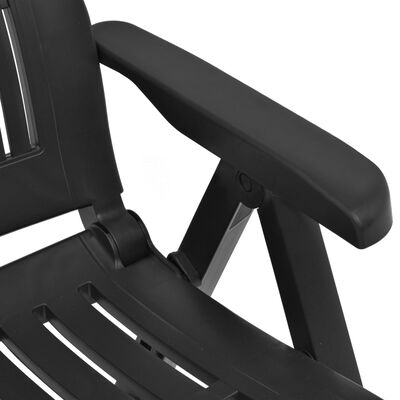 vidaXL Rozkładane krzesła do ogrodu, 2 szt., plastikowe, antracytowe