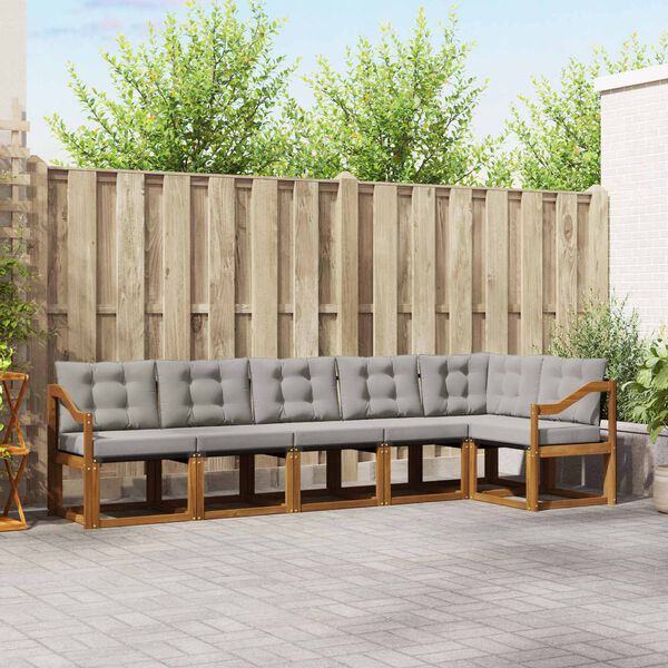 vidaXL Zestaw sof na zewnątrz z poduszką 6 pcs Naturalny i Jasny Szary