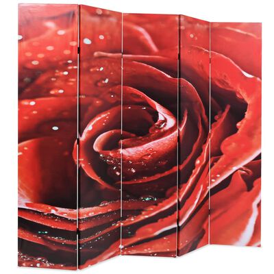 vidaXL Składany parawan, 200x170 cm, czerwona róża