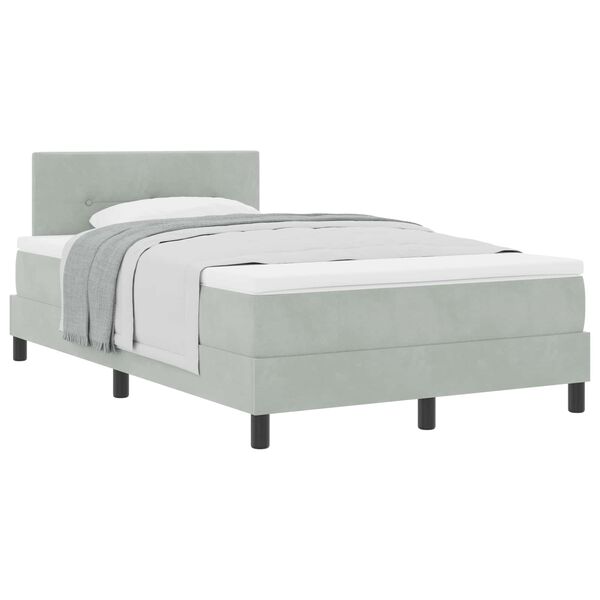 vidaXL Ł&oacute;żko sprężynowe z materacem Jasnoszary 120 x 200 cm Aksamit