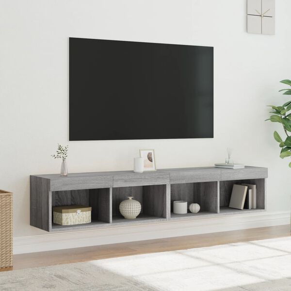 vidaXL Szafki TV z LED, 2 szt. szary dąb sonoma, 80x30x30 cm