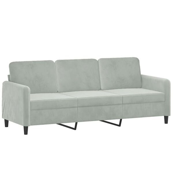 vidaXL 3-osobowa sofa z podnóżkiem, jasnoszara, 180 cm, aksamit