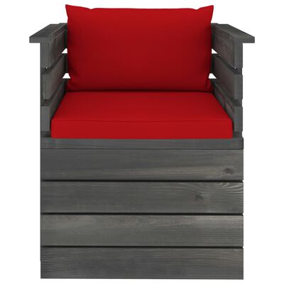 vidaXL Ogrodowy fotel z palet z poduszkami, drewno sosnowe