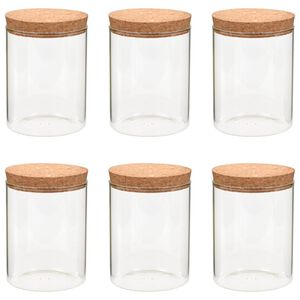 vidaXL Szklane słoje z korkową pokrywką, 6 szt., 650 ml