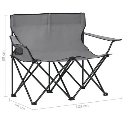 vidaXL 2-osobowe, składane krzesło turystyczne, stal i tkanina, szare