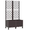 vidaXL Donica ogrodowa z kratką i k&oacute;łkami brązowy 80 x 40 x 146 cm PP