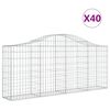 vidaXL Kosze gabionowe, 40 szt, 200x30x80/100 cm, galwanizowane żelazo