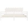 vidaXL Rama ł&oacute;żka z wezgłowiem, biała, 200x200 cm, lite drewno
