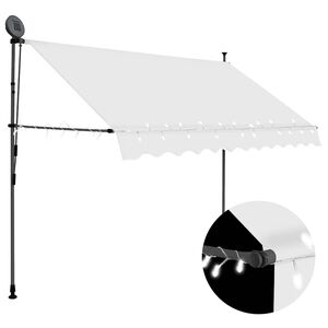 vidaXL Ręcznie zwijana markiza z LED, 250 cm, kremowa