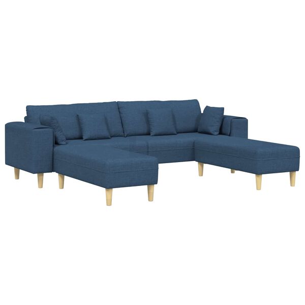 vidaXL Sofa z poduszką 3 pcs Niebieski tkanina