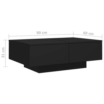 vidaXL Stolik kawowy, czarny, 90x60x31 cm, materiał drewnopochodny