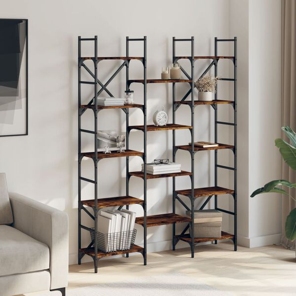 vidaXL Regał na książki, przydymiony dąb, 127,5x28,5x172,5 cm