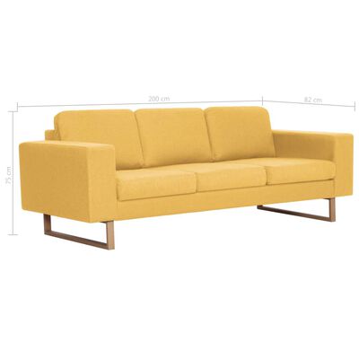 vidaXL Sofa 3-osobowa, tapicerowana tkaniną, żółta