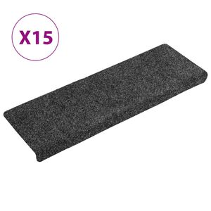 vidaXL Maty na schody samoprzylepne 15 szt. 65x21x4 cm ciemnoszare, prostokątne krawędzie
