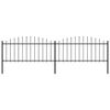 vidaXL Panele ogrodzeniowe z grotami, stal, (0,5-0,75) x 3,4 m, czarne