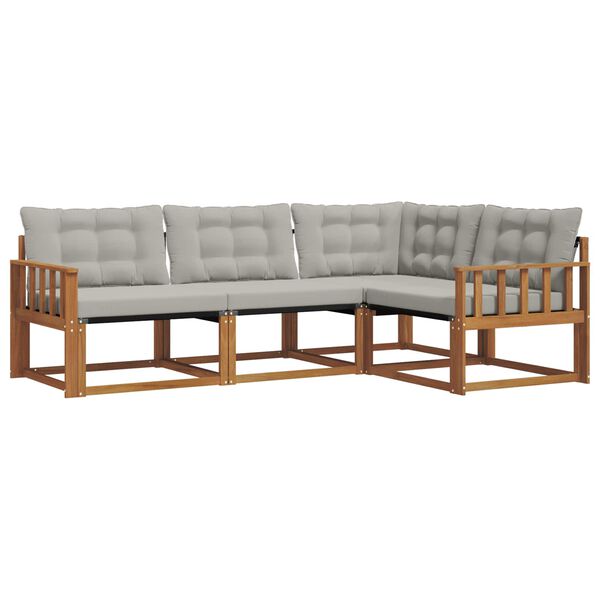 vidaXL Zestaw sof na zewnątrz z poduszką 4 pcs Naturalny i Jasny Szary