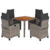 vidaXL 5-cz. zestaw mebli ogrodowych z poduszkami, szary, rattan PE
