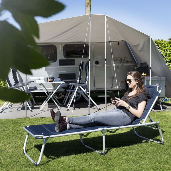 Campart Travel Składany leżak kempingowy, Rome, niebieski, 200x67x35cm