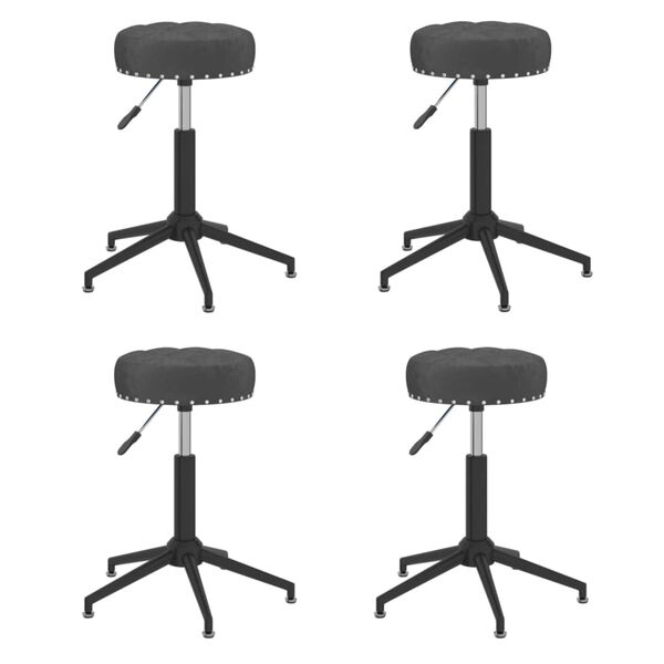 vidaXL Obrotowe krzesła stołowe, 4 szt., czarne, obite aksamitem