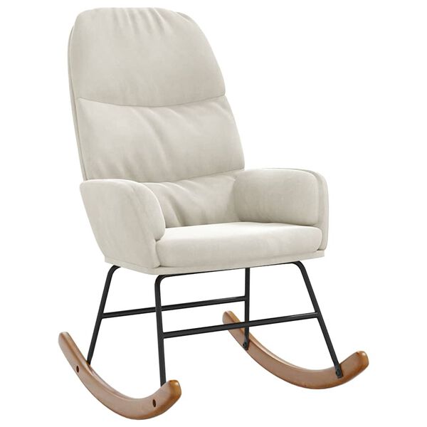 vidaXL Fotel bujany, kremowy, tapicerowany aksamitem