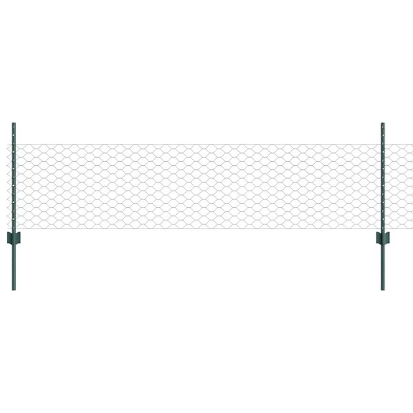 vidaXL Ogrodzenie z słupkiem Zielony 0,5 x 50 m Stal i PVC