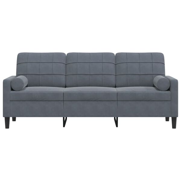 vidaXL 3-osobowa sofa z poduszkami, ciemnoszara, 180 cm, aksamit