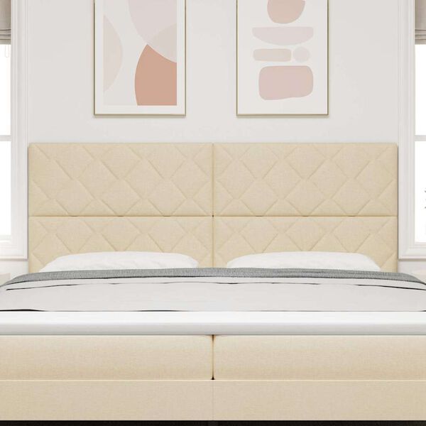 vidaXL Zagł&oacute;wek Z zagł&oacute;wkiem Kremowy 200 cm Sk&oacute;ra ekologiczna