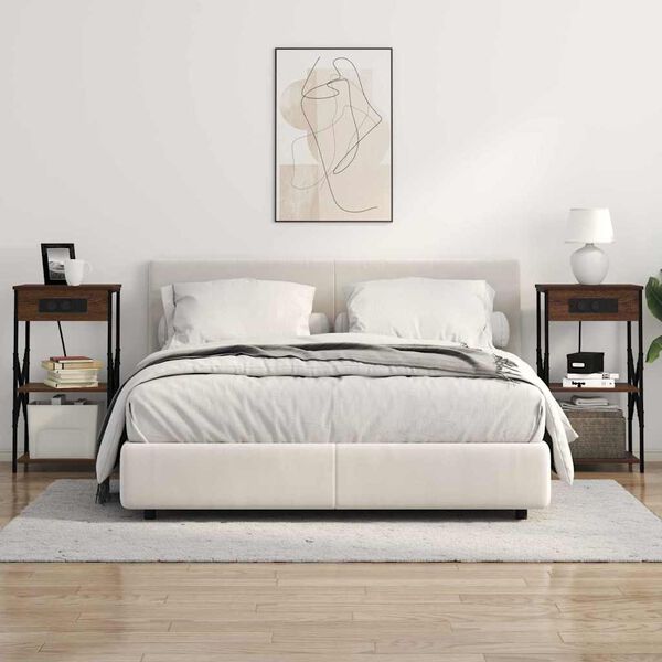 vidaXL Szafka Nocna z p&oacute;łką Brązowy dąb 41 x 31 x 76 cm