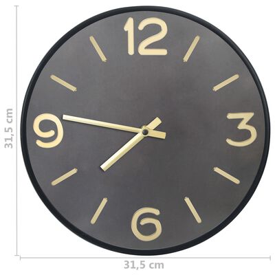 vidaXL Zegar ścienny, antracytowo-złoty, 31,5 cm, żelazo i MDF