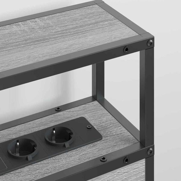 vidaXL Zagł&oacute;wek do przechowywania z p&oacute;łką Szary dąb sonoma 180 cm