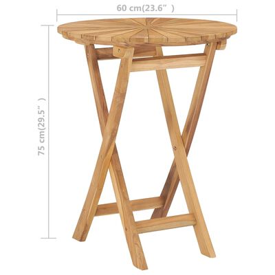 vidaXL Składany stół ogrodowy, Ø 60 cm, lite drewno tekowe