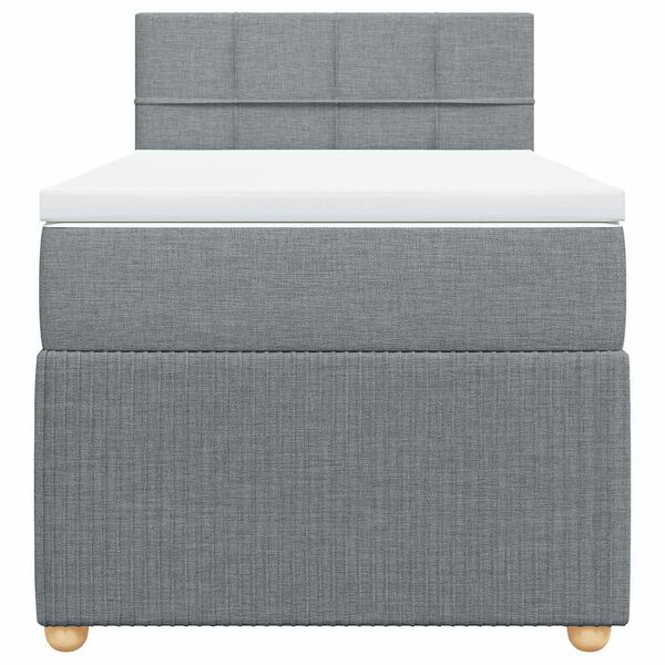 vidaXL Ł&oacute;żko kontynentalne z materacem, jasnoszare, tkanina, 90x200 cm