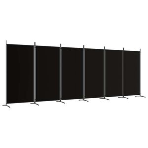 vidaXL Parawan 6-panelowy, czarny, 520x180 cm, tkanina