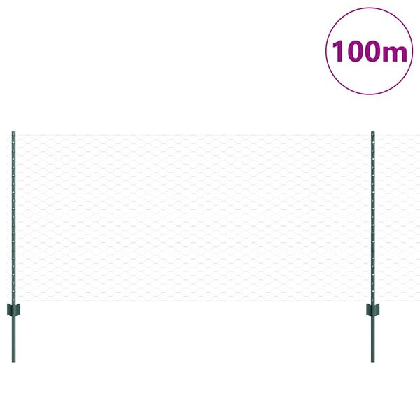 vidaXL Ogrodzenie z słupkiem Zielony 1 x 100 m Stal i PVC