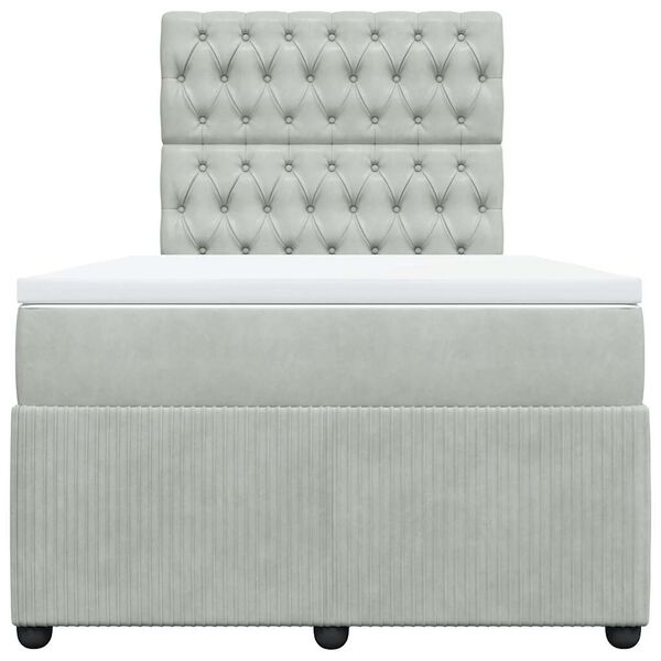 vidaXL Ł&oacute;żko kontynentalne z materacem, jasnoszare, 120x200cm, aksamit