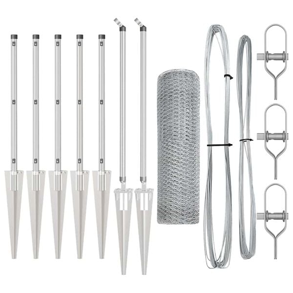 vidaXL Ogrodzenie z słupkami Srebrny 0.6 x 10 m Stal pokryta PCV