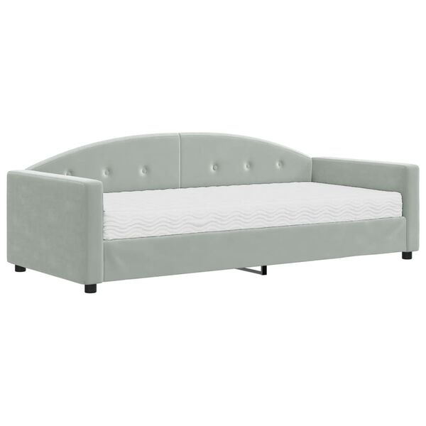 vidaXL Sofa z materacem do spania, jasnoszara, 90x190 cm, aksamit