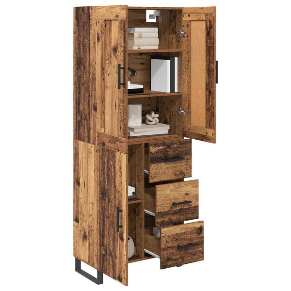 vidaXL Highboard z szufladą Stare drewno 69,5 x 34 x 180 cm