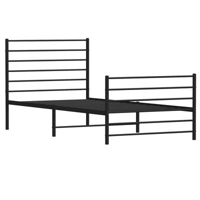 vidaXL Metalowa rama łóżka z wezgłowiem i zanóżkiem, czarna, 100x190cm
