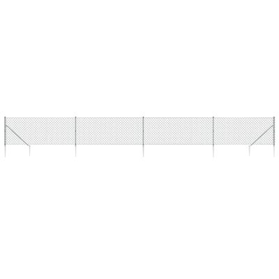 vidaXL Ogrodzenie z siatki, z kotwami, srebrne, 0,8x10 m