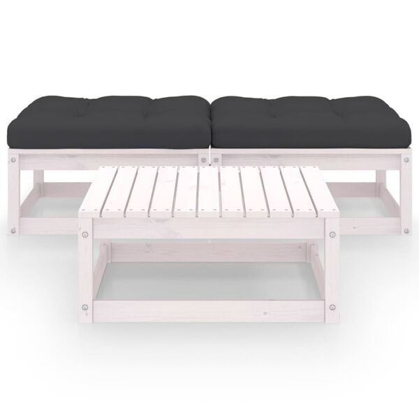 vidaXL 3-cz. zestaw wypoczynkowy z poduszkami, lite drewno sosnowe