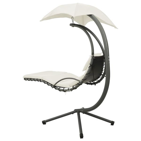 vidaXL Ogrodowa huśtawka, kremowo-szara, 190x90x200 cm, tkanina