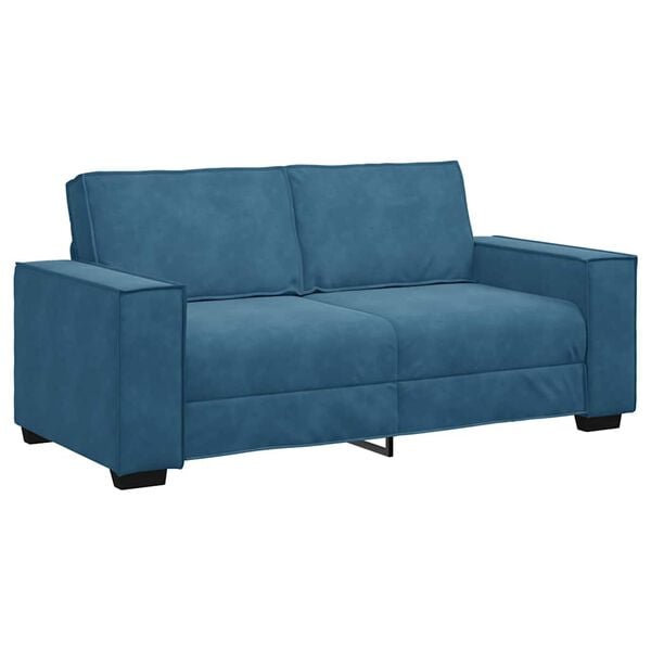 vidaXL Sofa 2-osobowa, niebieski, 140 cm, tapicerowana aksamitem