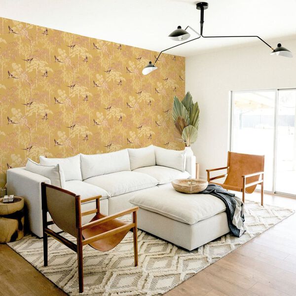 DUTCH WALLCOVERINGS Tapeta Japanese Garden, kolor ochry