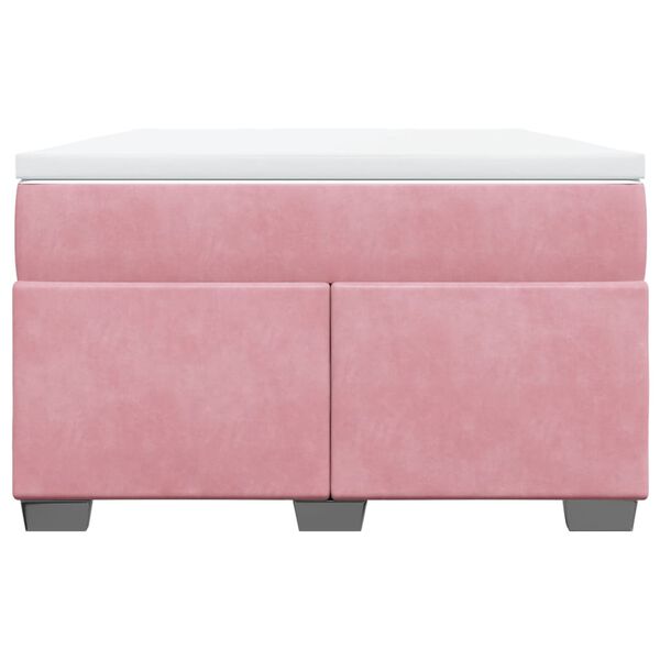 vidaXL Ł&oacute;żko kontynentalne z materacem, r&oacute;żowe, 120x190 cm, aksamit