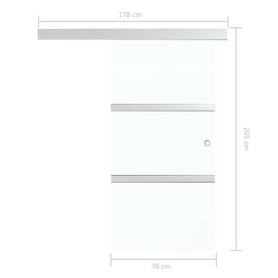 vidaXL Drzwi przesuwne, ograniczniki, szkło ESG i aluminium, 76x205 cm