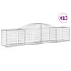 vidaXL Kosze gabionowe, 13 szt., 300x50x60/80 cm, galwanizowane żelazo
