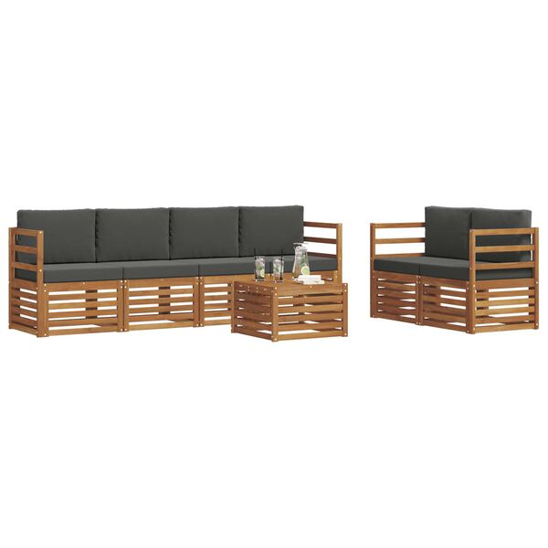 vidaXL Zestaw sof na zewnątrz z poduszką 7 pcs Naturalny i Antracytowy