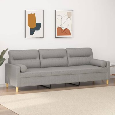 vidaXL 3-osobowa sofa wypoczynkowa z poduszkami, jasnoszara, 210 cm